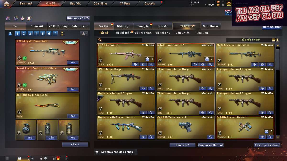 shop acc cf uy tin gia re